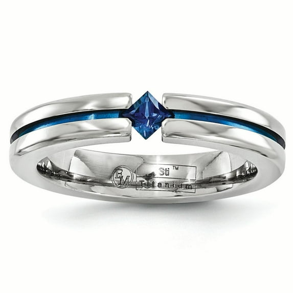 Edward Mirell Titanium Sapphire & Blue Anodized 4mm Band EMR170