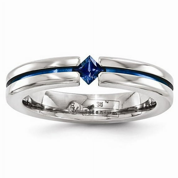 Edward Mirell Titanium Sapphire & Blue Anodized 4mm Band