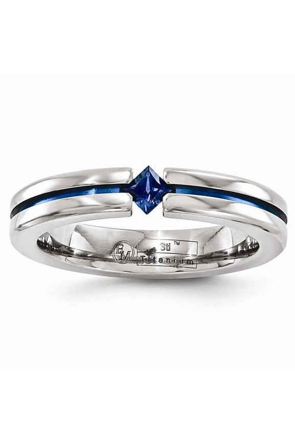 Edward Mirell Titanium Sapphire & Blue Anodized 4mm Band
