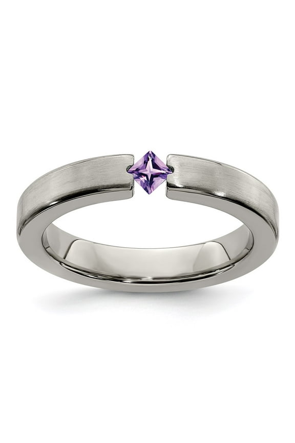 Titanium Satin Amethyst 4mm Band