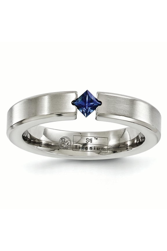 Edward Mirell Titanium Brushed Sapphire 4mm Band
