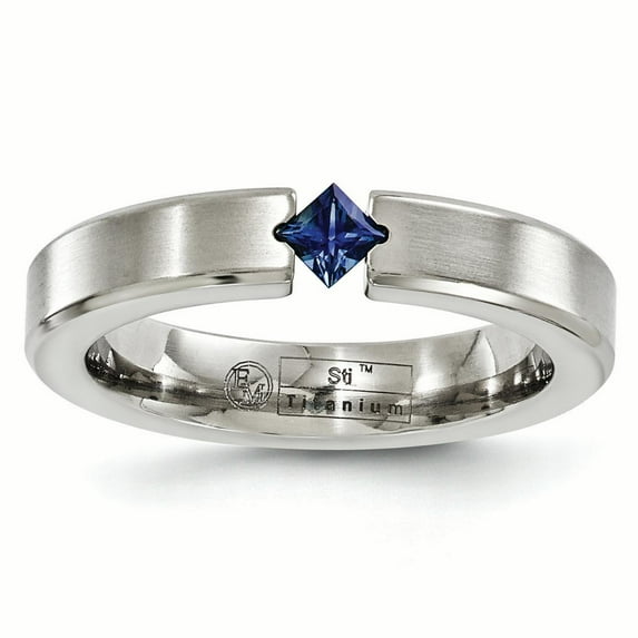 Edward Mirell Titanium Satin Sapphire 4mm Band