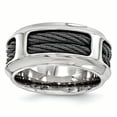 thumbnail image 1 of Edward Mirell  Stainless Steel and Black Ti Double Cable 10.75mm Band, 1 of 5