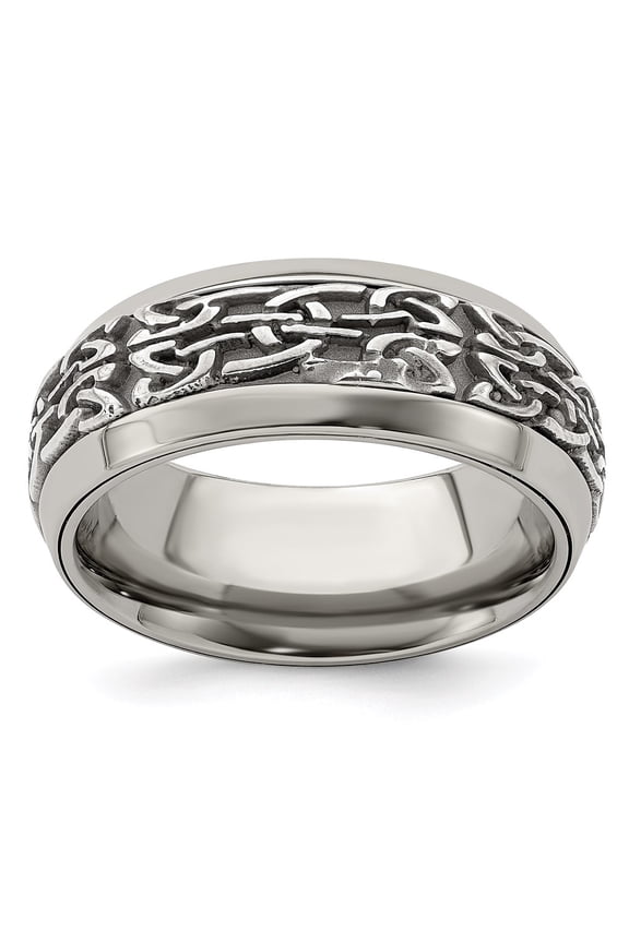 Titanium & Steel Patterned 9mm Band