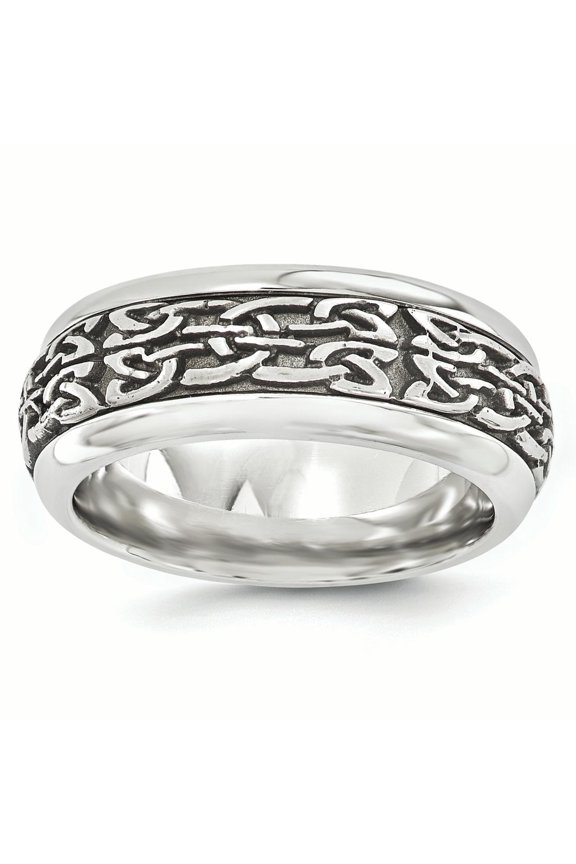 Titanium & Steel Patterned 9mm Band