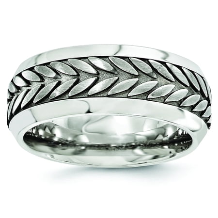 Edward Mirell Titanium Steel Patterned Beveled 9mm Band EMR190