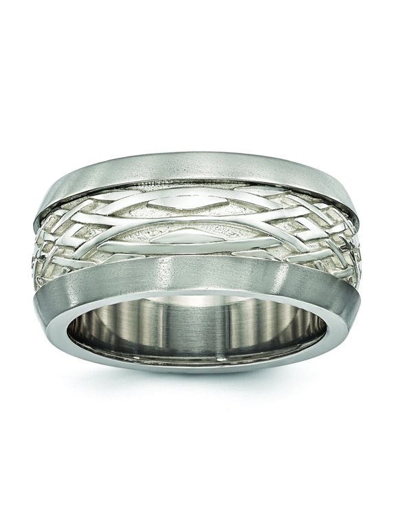Edward Mirell Titanium Sterling Silver Inlay Polished Weave Ring EMR296
