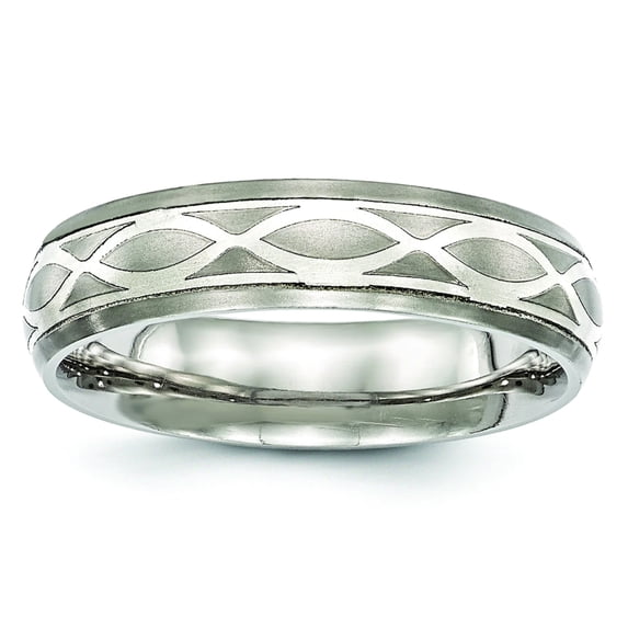 Finest Gold Edward Mirell Titanium & Sterling Silver Brushed & Polished Infinity Ring - Size 10