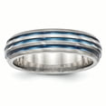 thumbnail image 1 of Edward Mirell Titanium Triple Groove Blue Anodized Ring, 1 of 7