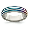 thumbnail image 1 of Edward Mirell Titanium Triple Groove Multi-color Anodized Ring Size: 6; for Adults and Teens; for Women and Men, 1 of 8
