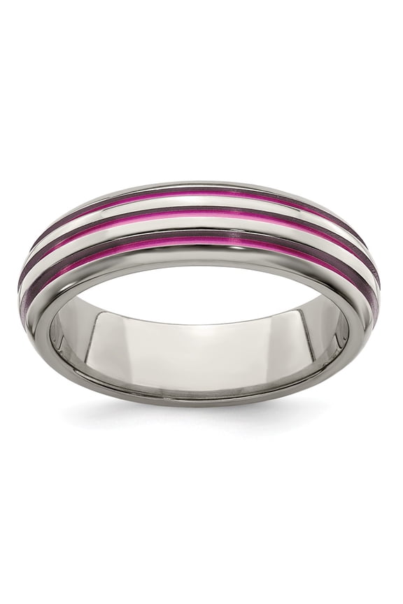 Edward Mirell Titanium Triple Groove Pink Anodized Ring Size: 5; for Adults and Teens; for Women and Men