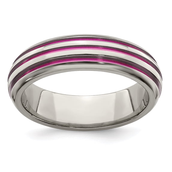Edward Mirell Titanium Triple Groove Pink Anodized Ring