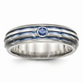 thumbnail image 1 of Edward Mirell Titanium Trpl Groove Blue Anodized & Sapphire Ring, 1 of 1