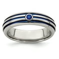 thumbnail image 1 of Edward Mirell Titanium Trpl Groove Blue Anodized & Sapphire Ring, 1 of 7