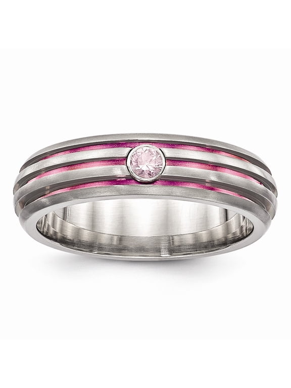Titanium Trpl Groove Pink Anodized & Pink Sapphire Ring