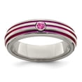 thumbnail image 1 of Edward Mirell Titanium Trpl Groove Pink Anodized & Pink Sapphire Ring, 1 of 7