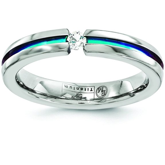 Edward Mirell Titanium White Sapphire Multicolored Anodized 4mm Band EMR158
