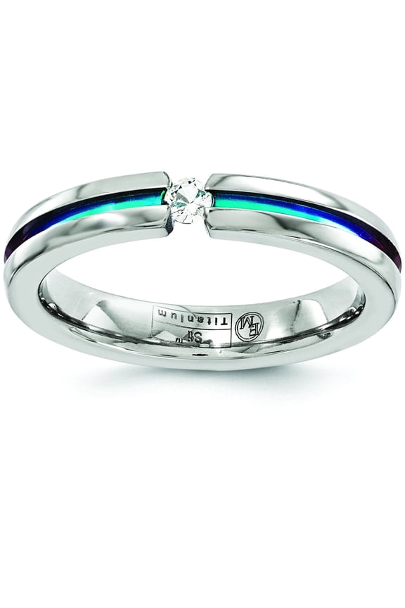 Edward Mirell Titanium White Sapphire Multicolored Anodized 4mm Band EMR158