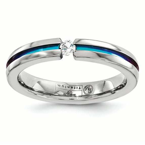 Edward Mirell Titanium White Sapphire Multicolored Anodized 4mm Band EMR158