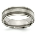 thumbnail image 1 of Edward Mirell Titanium With 925 Sterling Silver Textured Line Step Edge 7.5mm Band Size: 7; for Adults and Teens; for Women and Men, 1 of 6