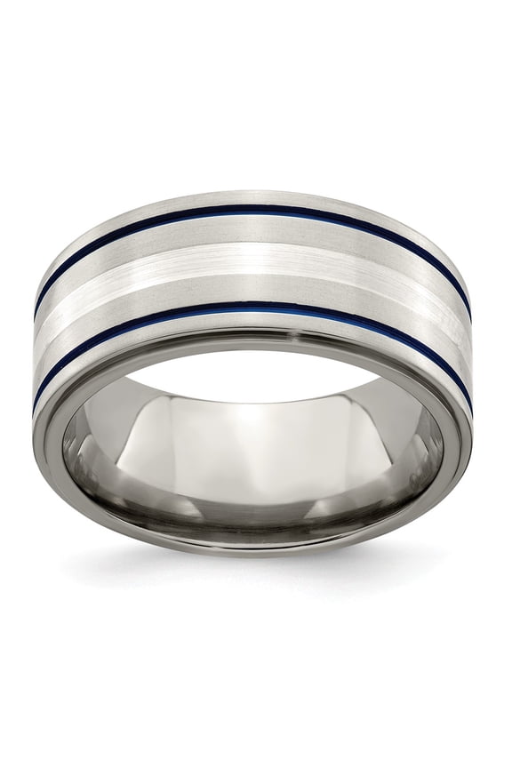 Edward Mirell Titanium With Argentium 925 Sterling Silver Anodized 10mm Band Size: 12; for Adults and Teens; for Women and Men