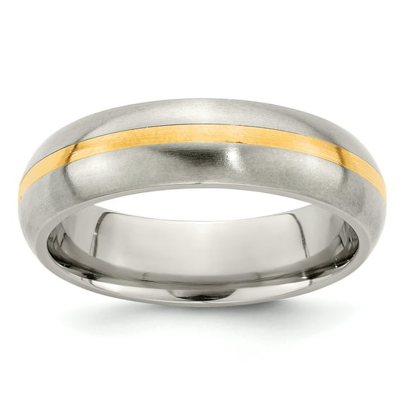 Edward Mirell Titanium and 14K Yellow Brushed 6mm Band