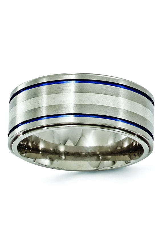 Edward Mirell Titanium w/Argentium Sterling Silver Anodized 10mm Band EMR106