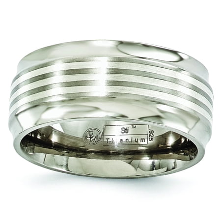 Edward Mirell Titanium w/Sterling Silver Inlay Beveled Edge 9mm Band EMR179