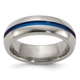 thumbnail image 1 of Edward Mirell Titanium with Blue Anodized Center Stripe Domed 7mm Band, 1 of 6