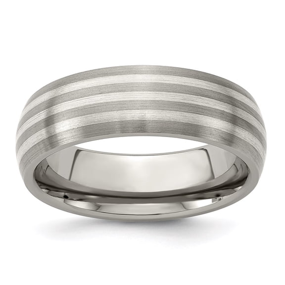 Edward Mirell Titanium with Sterling Silver Inlay Brushed 7mm Band