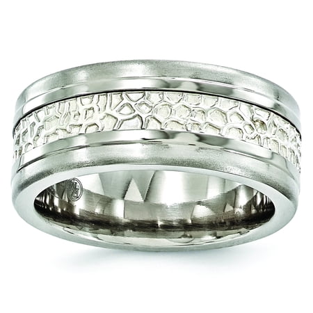 Edward Mirell Titanium&Sterling Silver Brushed&Polished 9mm Ring