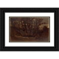 thumbnail image 1 of Edward Mitchell Bannister 24x16 Black Ornate Framed Double Matted Museum Art Print Titled: Untitled (Forest Scene, Fallen Tree in Foreground and House in Background) (1873), 1 of 5
