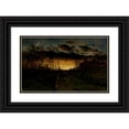 thumbnail image 1 of Edward Mitchell Bannister 24x17 Black Ornate Framed Double Matted Museum Art Print Titled: Untitled (Sunset with Quarter Moon and Farmhouse) (1883), 1 of 5