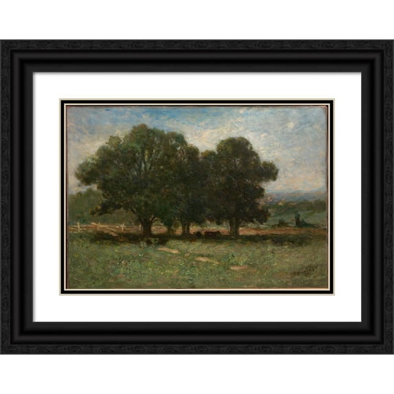 Edward Mitchell Bannister 24x18 Black Ornate Framed Double Matted Museum Art Print Titled: Landscape (1899)