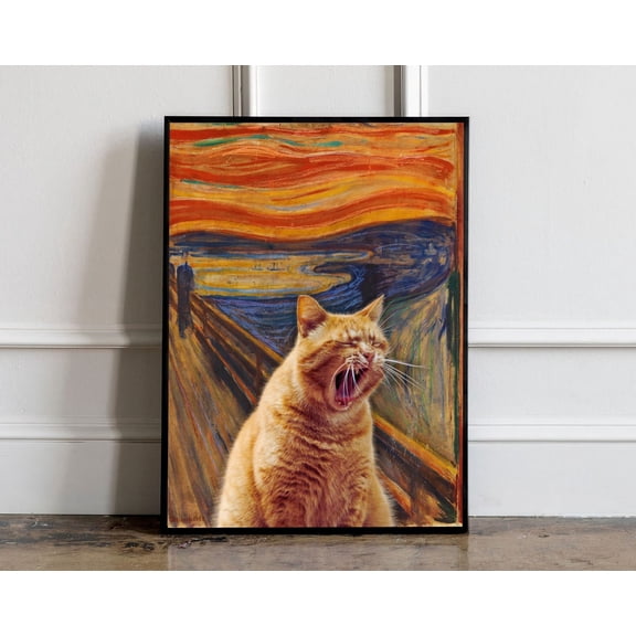 Edward Munch Famous Painting With Cat The scream Cat art Print Birthday Gift Idea Unique G