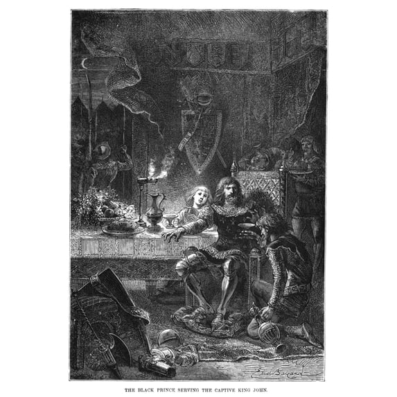 Edward. Nprince Of Wales Known As 'The Black Prince.' Edward Serving King John Ii Of France Taken Captive