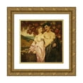 thumbnail image 1 of Edward Okuń 12x12 Gold Ornate Wood Frame and Double Matted Museum Art Print Titled - Self Portrait with Sicilian (1872), 1 of 4