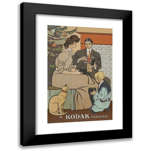 Edward Penfield 11x14 Black Modern Framed Museum Art Print Titled - A Kodak Christmas (1890-1907)