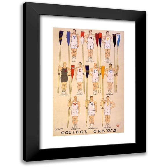 Edward Penfield 11x14 Black Modern Framed Museum Art Print Titled - College Crews (1908)