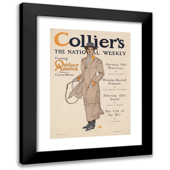 Edward Penfield 11x14 Black Modern Framed Museum Art Print Titled - Collier's, the National Weekly, Containing Outdoor America (1909)