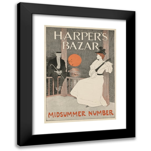 Edward Penfield 11x14 Black Modern Framed Museum Art Print Titled - Harper's Bazar Midsummer Number (1890-1920)