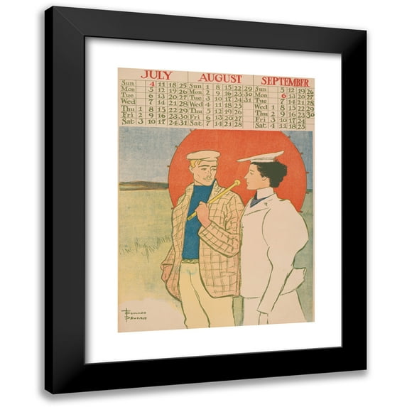 Edward Penfield 11x14 Black Modern Framed Museum Art Print Titled - July August September 1897 Calendar (1897)