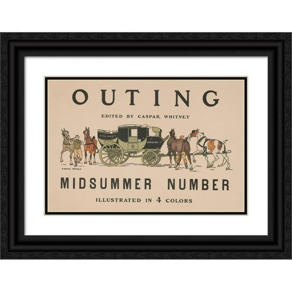Edward Penfield 14x11 Black Ornate Wood Framed Double Matted Museum Art Print Titled: Outing Edited by Caspar Whitney (Between 1890 and 1900)
