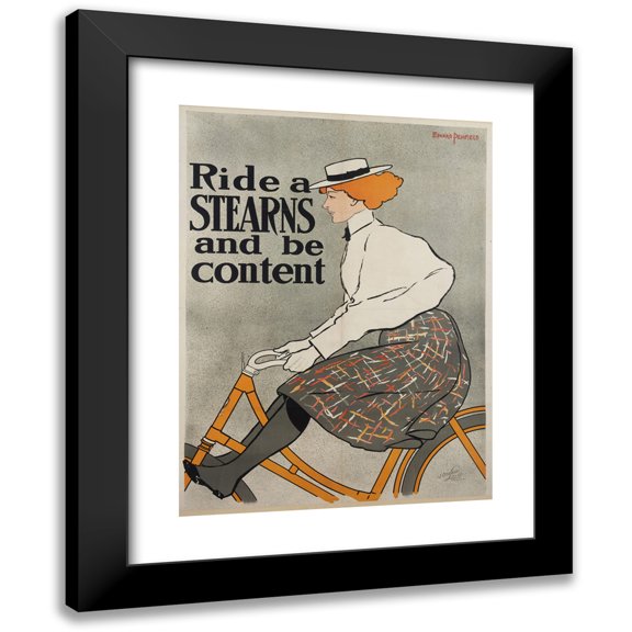 Edward Penfield 14x18 Black Modern Framed Museum Art Print Titled - Ride a Stearn and Be Content (1896)