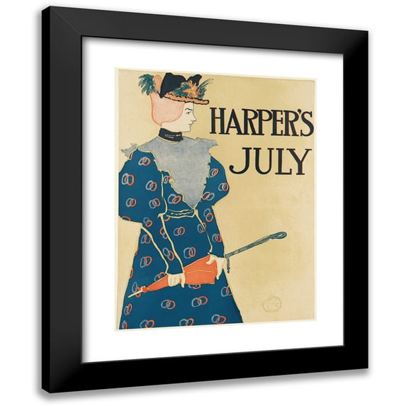 Edward Penfield 15x18 Black Modern Framed Museum Art Print Titled - Harper's July (1896)