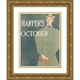 thumbnail image 1 of Edward Penfield 15x18 Gold Ornate Wood Frame and Double Matted Museum Art Print Titled - Harper's October (1896), 1 of 4