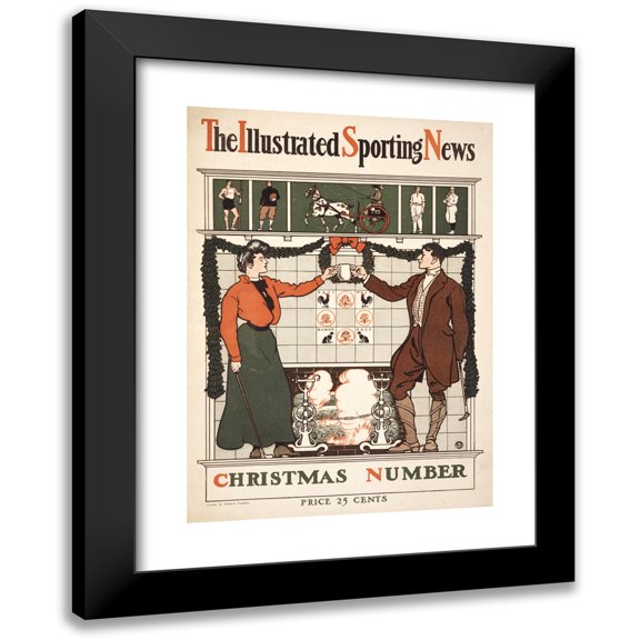 Edward Penfield 18x24 Black Modern Framed Museum Art Print Titled - The Illustrated Sporting News. Christmas Number (1890)