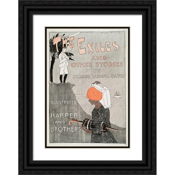 Edward Penfield 18x24 Black Ornate Framed Double Matted Museum Art Print Titled: The Exiles and Other Stories by Richard Harding Davis (1894)