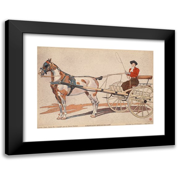 Edward Penfield 24x18 Black Modern Framed Museum Art Print Titled - A Kentucky Breaking Cart (1900)