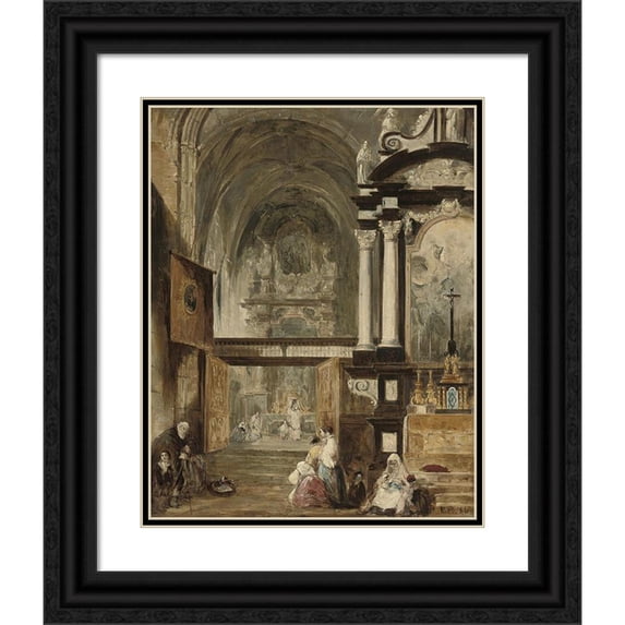 Edward Pritchett 20x24 Black Ornate Framed Double Matted Museum Art Print Titled: The Interior of Santa Maria Gloriosa Del Frari, Venice (1866)